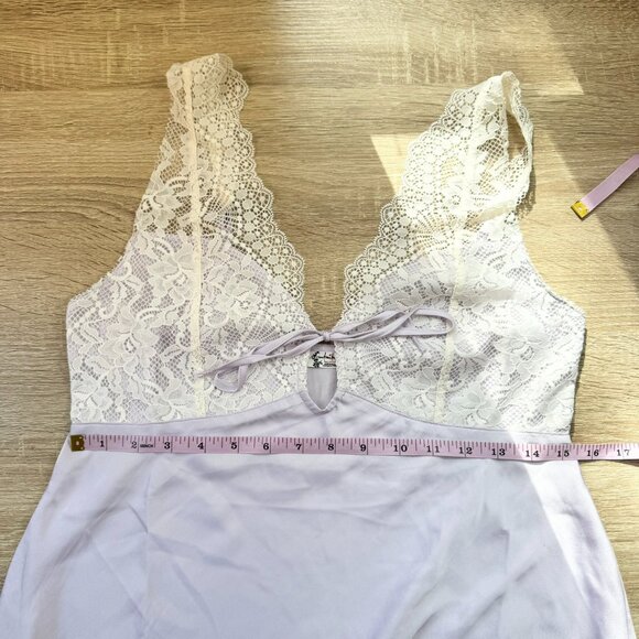 Free People Countryside Maxi Lace Slip Dress Satin Purple Cream Small - Picture 8 of 15